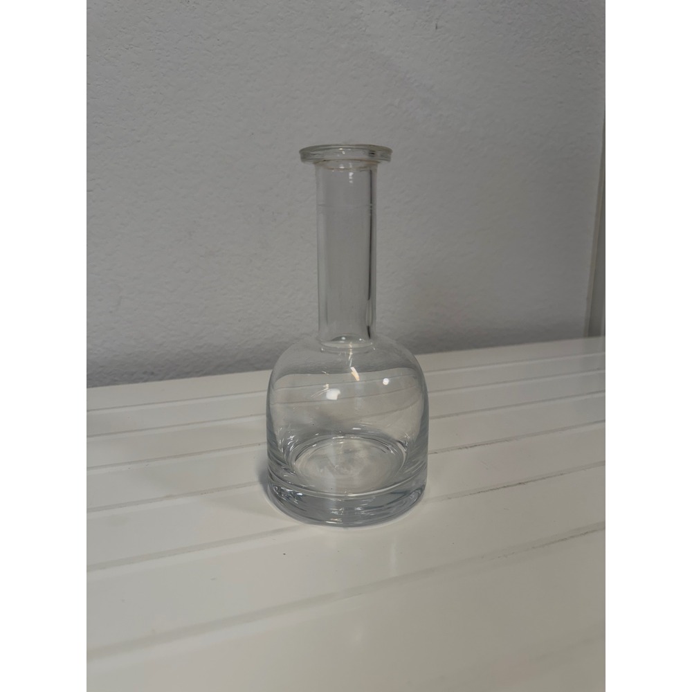 Clear Glass Carafe Bud Vase Heavy Weighted Base Minimalist Home Decor 6.5 Inch